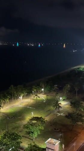 Nighttime coastal views captured from elevated position in Nha Trang