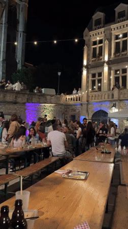 Summer evening festival draws crowds in Saint-Galmier, France