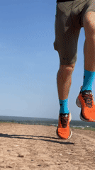 Runner jogs through fields in Perevoznoe, Russia