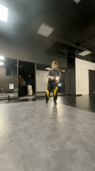 Child breakdances in Krasnoyarsk studio, witness takes indoor selfie