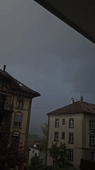 Rain falls over residential St. Gallen neighborhood
