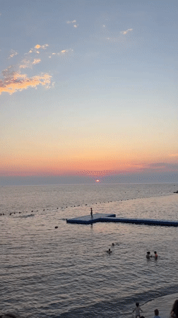 Adriatic sunset paints the Durrës coastline in warm tones