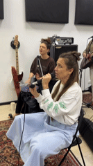 Band rehearses with handpan and guitar at Moscow studio