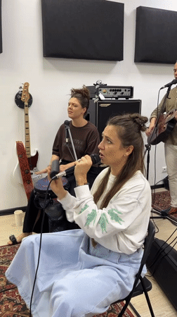 Band rehearses with handpan and guitar at Moscow studio