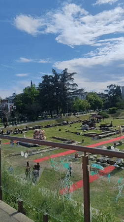 Tourists visit archaeological site in Stara Zagora, Bulgaria