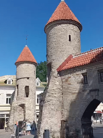 Tallinn's medieval walls and towers on a summer morning