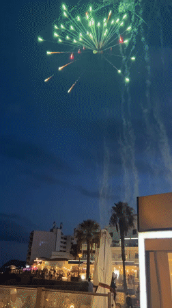 Fireworks light up the night sky over Cala Rajada