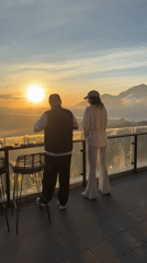 Sunrise viewing at Kintamani mountain overlook in Indonesia