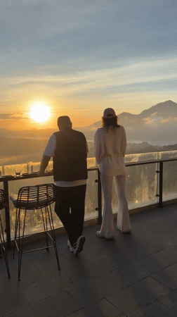 Sunrise viewing at Kintamani mountain overlook in Indonesia