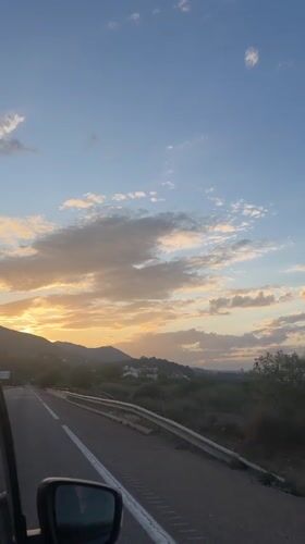 Evening drive captured on highway near Gilet, Spain