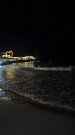 Nighttime beach club scene along the Ravda, Bulgaria shoreline