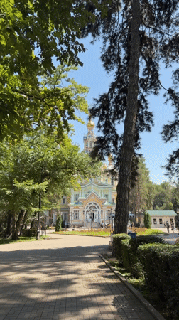 Morning at Panfilov Park, Zenkov Cathedral in view
