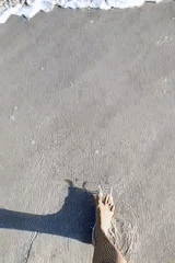 Barefoot beach walk documented in Kuta Selatan, Indonesia