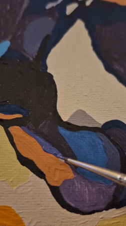 Artist paints blue horse while sipping lemon drink in Tobolsk