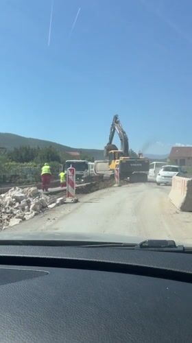Road construction underway in Podlastva, Montenegro
