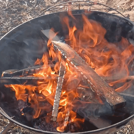 Fire pit burns in Izhevsk, Russia