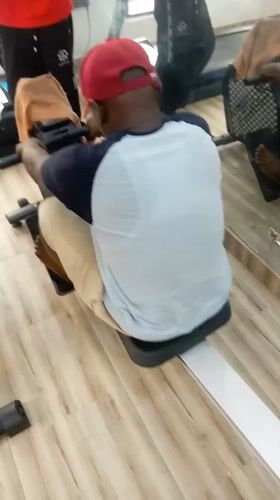 Man exercises at private gym in Awka, Nigeria