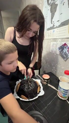 Turtle-shaped chocolate cake served at gathering in Abakan