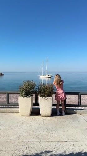 Early morning tourism activity recorded at Sveti Stefan coastline