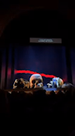 Theatrical performance with skull props staged in Jerez de la Frontera