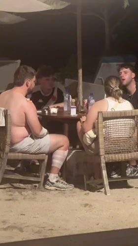 Dog joins diners at outdoor cafe in Nusa Penida