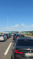 Highway traffic jam in Lipovac, Croatia