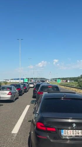 Highway traffic jam in Lipovac, Croatia