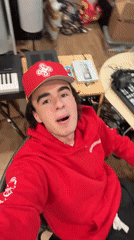Music studio session with casual recording and selfies