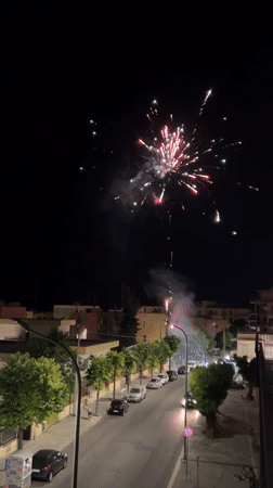 Fireworks light up Bitonto's historic streets at night