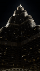 Dubai skyline captured at night with Burj Khalifa illuminated