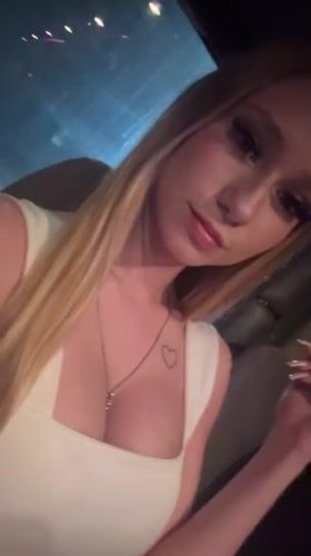 Woman records nighttime selfie video in car in Bulgaria