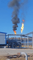 Two flames spotted at Russian industrial site, one smoking