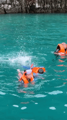 Early morning swimmers spotted in turquoise waters near Ao Nang