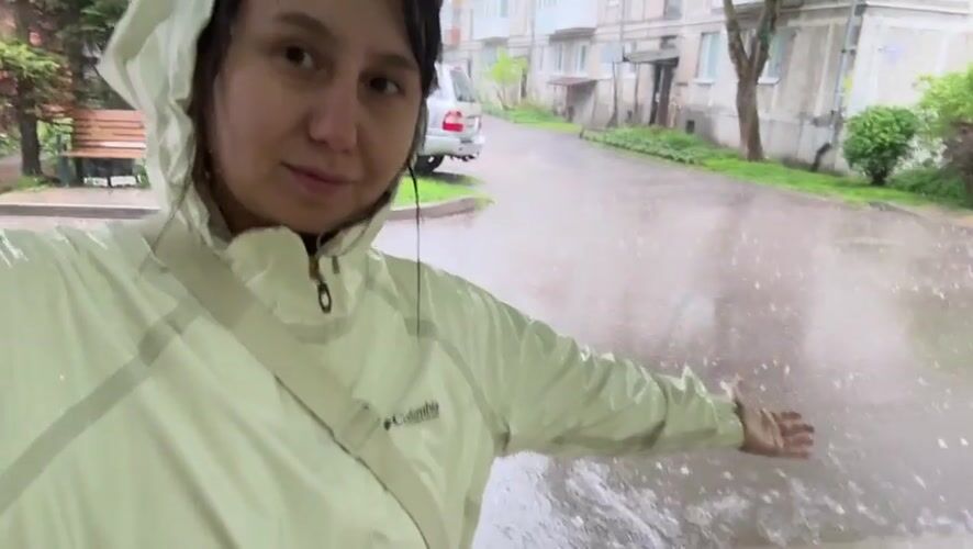 Heavy downpour floods streets in Zelenogradsk, Russia
