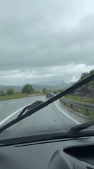 Driver records wet road conditions near Obzovica, Montenegro