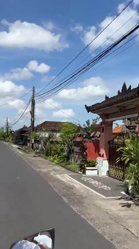 Motorcycle journey documented through rural Kerambitan, Indonesia farmlands