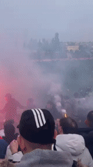 Soccer fans pack Meknès stadium with flares during evening match