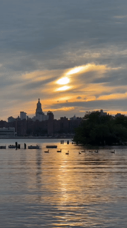 Peaceful waterfront sunset captured in New York City