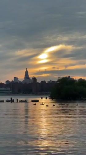 Peaceful waterfront sunset captured in New York City