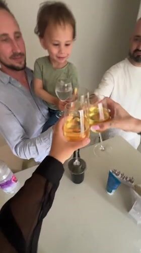 Family celebration with toasts and balloons in Acre