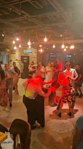 Evening celebration with dancing in Podgorica, Montenegro