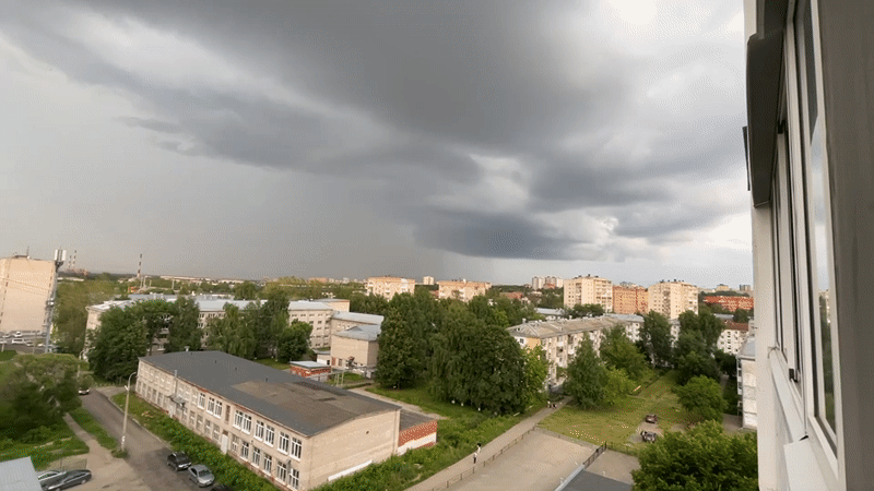 Storm clouds gather over Izhevsk on a dark July afternoon