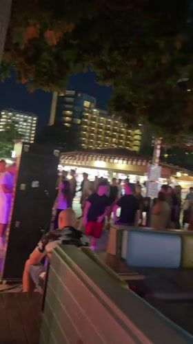 Busy summer night at an outdoor gathering spot in Varna