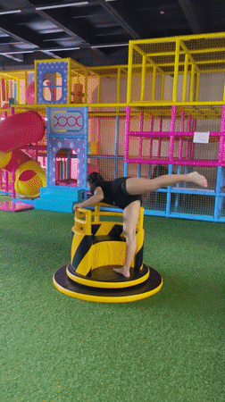 Woman practices gymnastics at indoor facility in Donskoye Russia