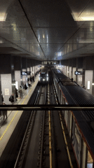 Elevated view captured of Moscow subway station with parallel tracks