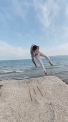 Man performs acrobatic stunts on Black Sea pier in Varna