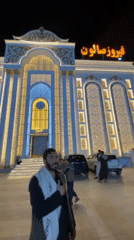 Illuminated Feroz Hall observed in evening Kandahar scene