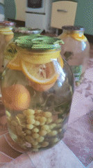 Fruit preserves being jarred and sealed in rural Kazakhstan