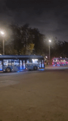 Moscow amusement park night, scooters and spinning rides