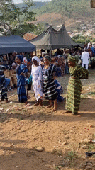 Five women dance for crowd in Lokoja outdoor gathering